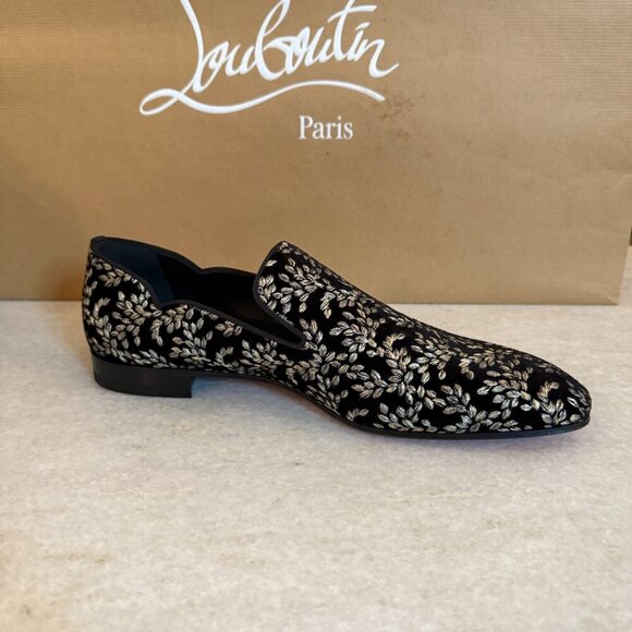 Christian Louboutin 1240896 Dandy Chick Orlato Shoe, Embroidered Black Velvet 43 main image 4